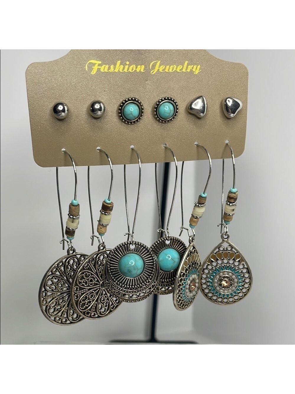 Fashion Jewelry Silver and Blue Earrings Set